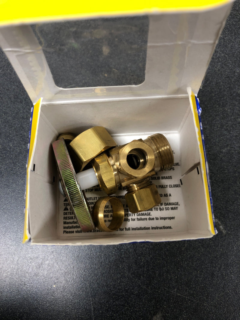 Brasscraft R1701LRX R1 1/2 in. FIP Inlet x 3/8 in. O.D. Compression x 3/8 in. O.D. Compression Dual Outlet Multi-Turn Valve