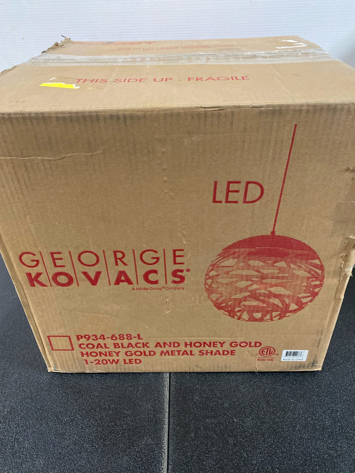 Kovacs P934-688-L Golden Eclipse 14" Wide Integrated LED Globe Pendant - Coal and Honey Gold
