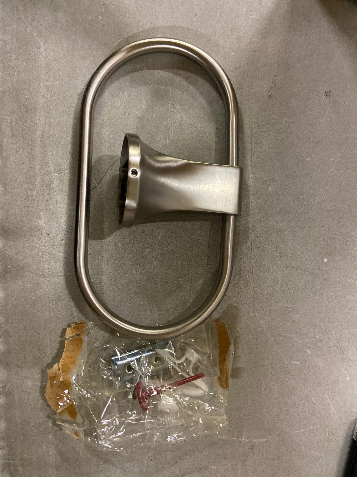 Pfister Pfirst Modern Spot Defense Brushed Nickel-Towel Ring for Bathroom BRBPFM0GS