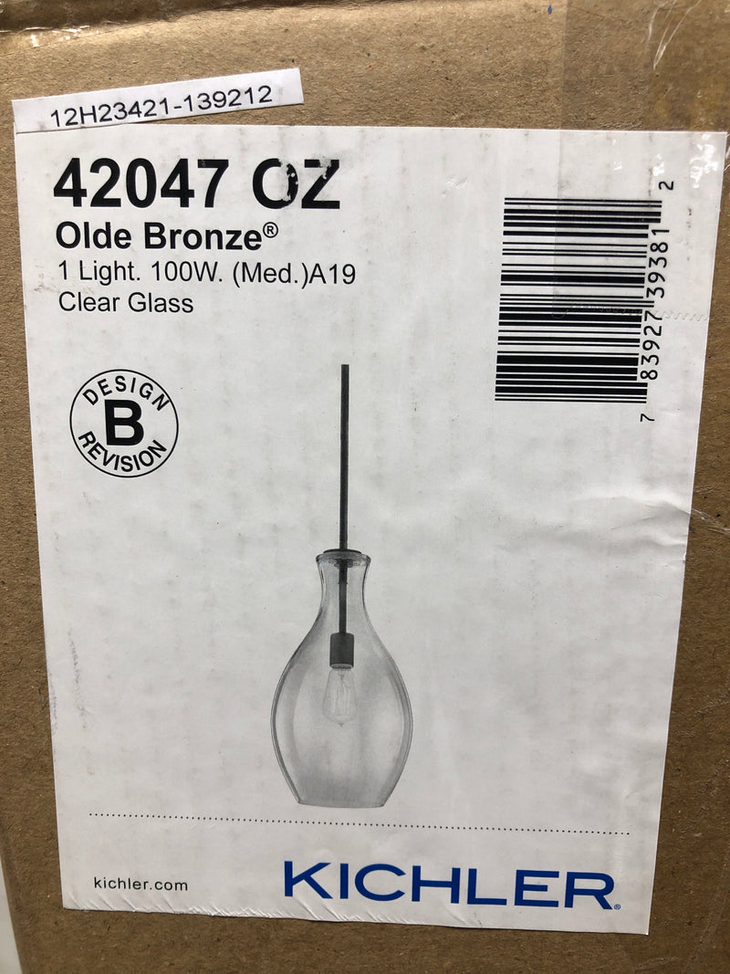 Kichler 42047OZ Everly Single Light 9" Wide Mini Pendant with Hourglass Shade - Olde Bronze