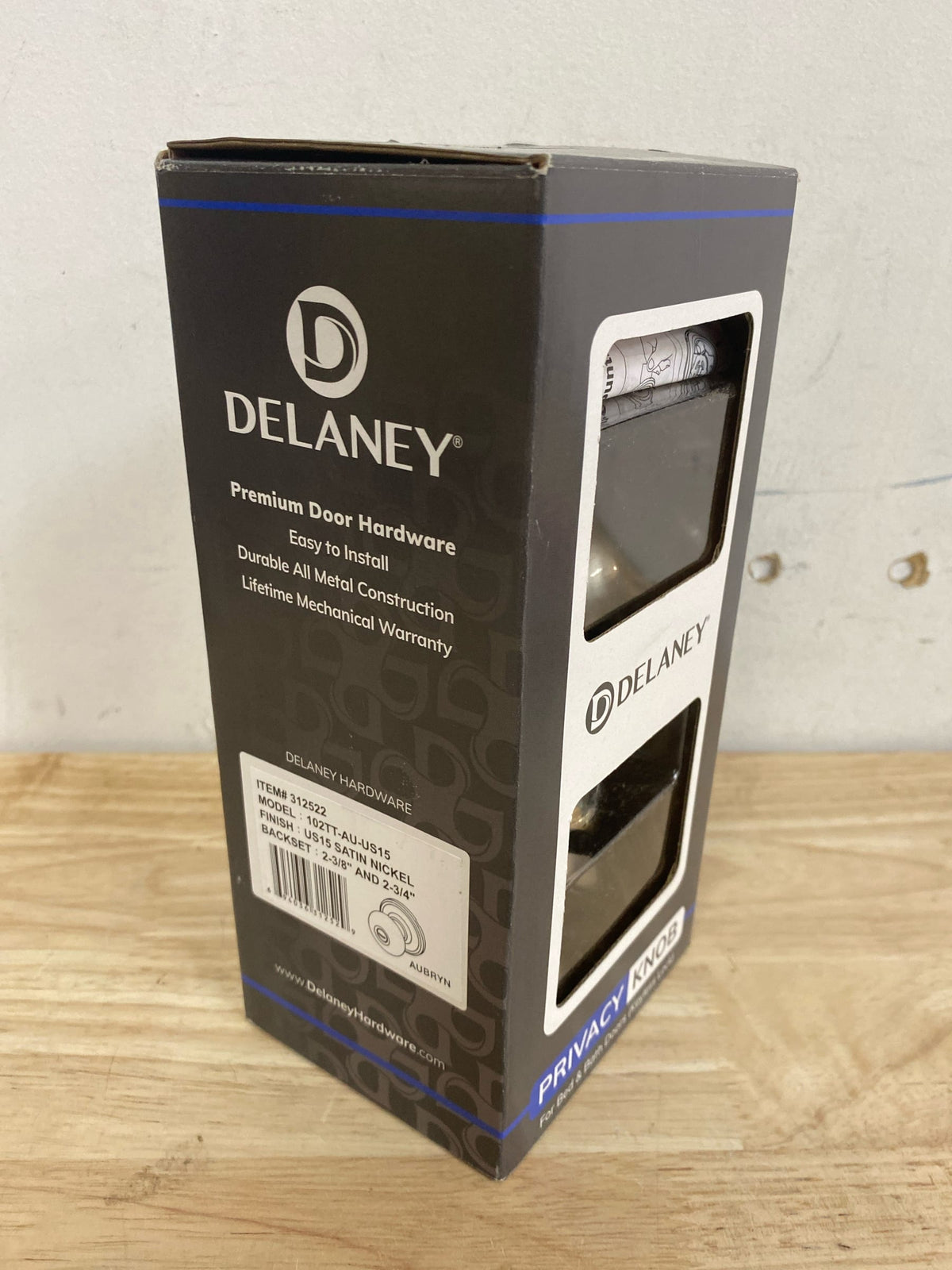 Delaney Hardware Aubryn Privacy Lock Set for Bedroom and Bathroom, Satin Nickel