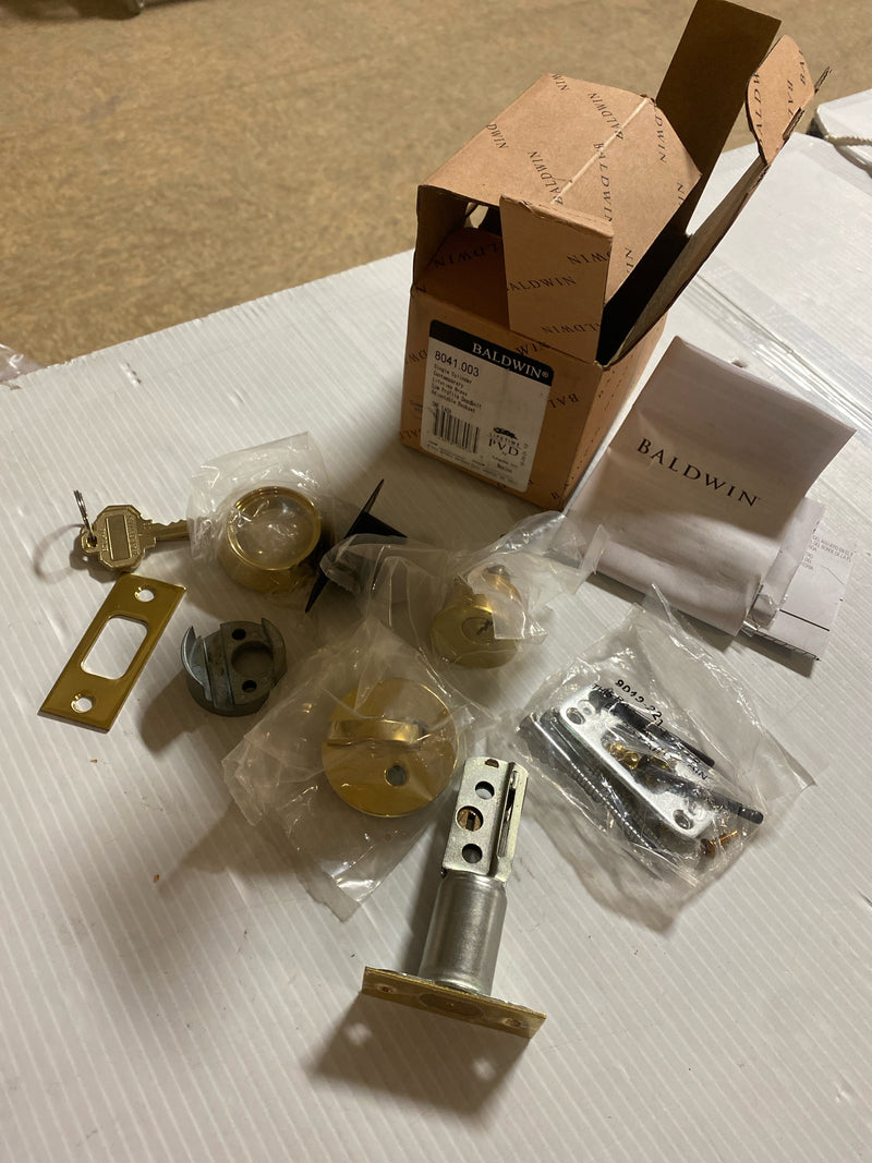 Baldwin 8041003 Contemporary Solid Brass Single Cylinder Keyed Entry Deadbolt from the Estate Collection - Polished Brass