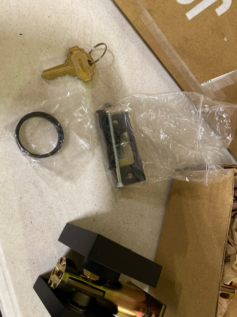 Emtek 8469US19 Square Brass Modern Single Cylinder Keyed Entry Deadbolt - Flat Black