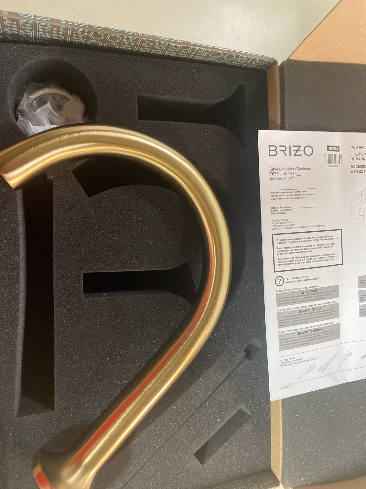 Brizo T67375-GLLHP Odin Deck Mounted Roman Tub Filler - Less Handles and Rough In - Luxe Gold