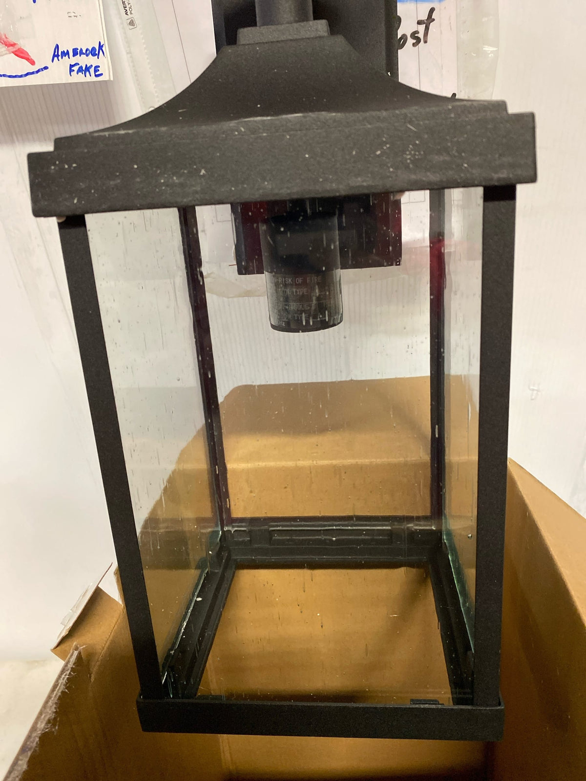 Progress lighting P560154-031 Park Court 19 in. 1-Light Textured Black Traditional Outdoor Wall Lantern with Clear Seeded Glass
