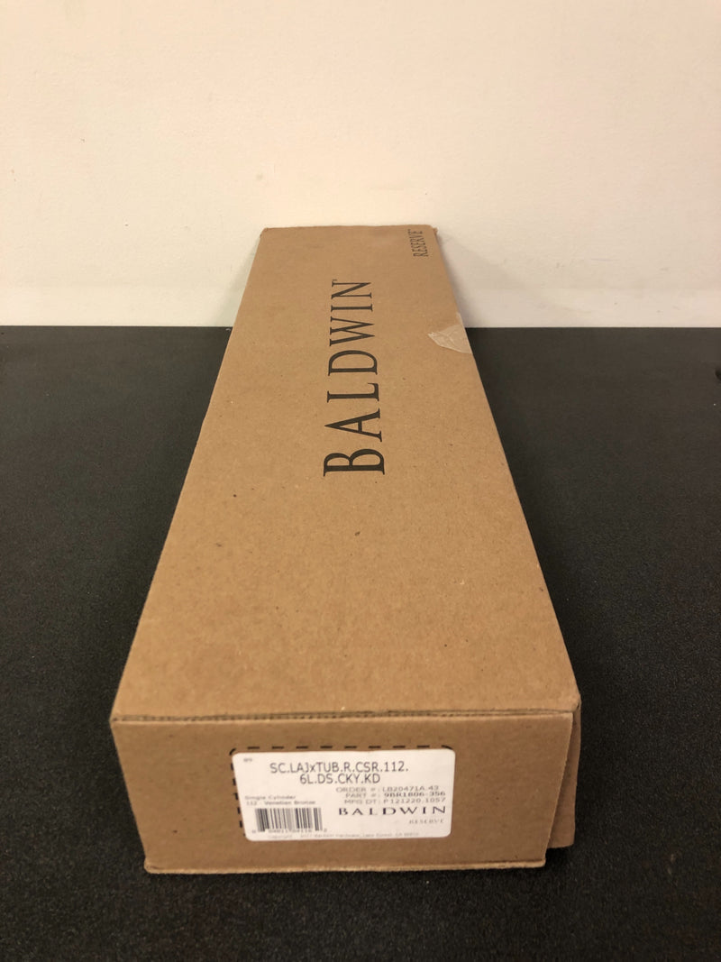 Baldwin La Jolla Right Handed Standard C Keyway Single Cylinder Keyed Entry Handleset with Tube Lever and Contemporary Square Interior Trim from the Reserve Collection