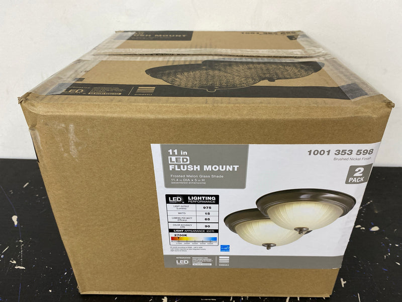 Private brand unbranded HQV8011L-4/BN 11 in. Brushed Nickel LED Flush Mount (2-Pack)