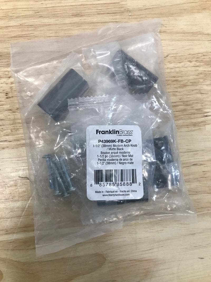 Franklin Brass P43969K-FB-CP Modern Arch 1-1/2 Inch Rectangular Cabinet Knob - Pack of 5 - Matte Black