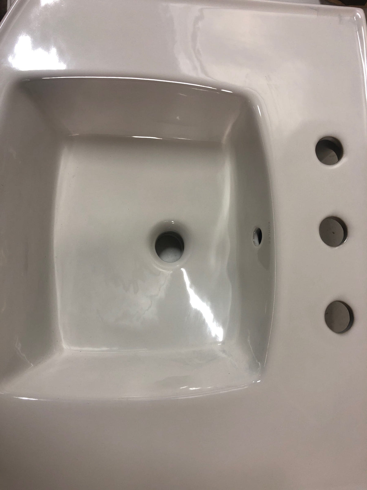 Kohler K-24051-8-0 Kelston 24" Rectangular Vitreous China Pedestal Bathroom Sink with Overflow and 3 Faucet Holes at 8" Centers - White