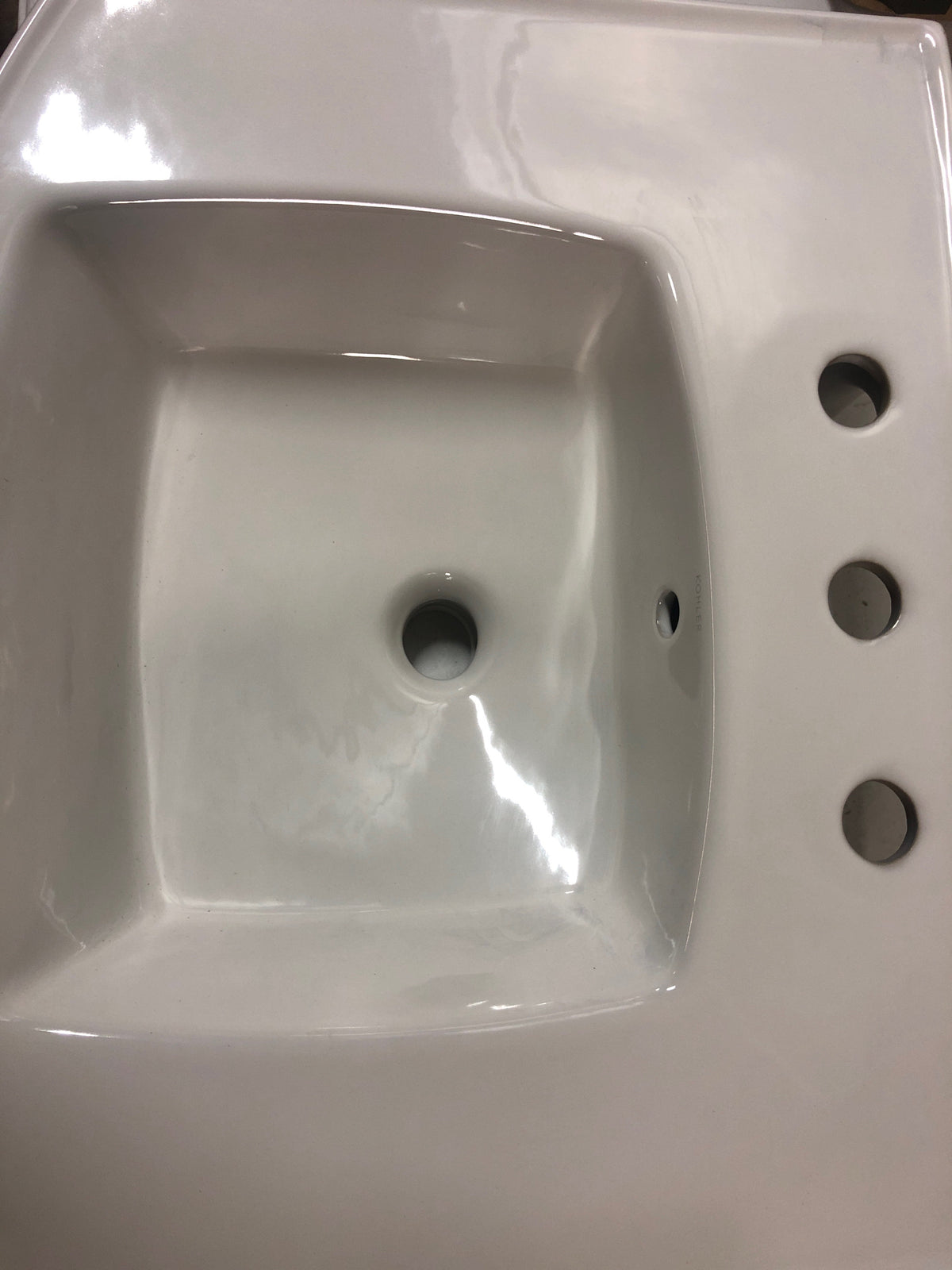 Kohler K-24051-8-0 Kelston 24" Rectangular Vitreous China Pedestal Bathroom Sink with Overflow and 3 Faucet Holes at 8" Centers - White