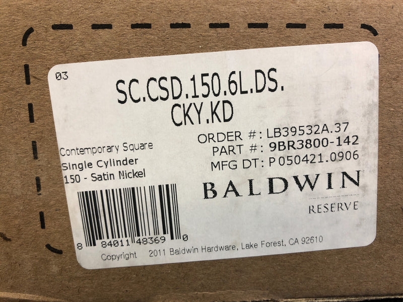 Baldwin Contemporary Square Single Cylinder Keyed Entry Deadbolt - Satin Nickel
