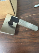 Emtek Knurled L-Square R- Hand Privacy Door Lever-Flat Black US19 and Satin Nickel US15 Square Rosette