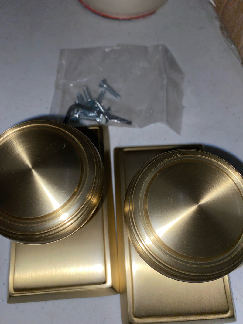Emtek 8121NWUS4 Norwich Passage Door Knob Set with Rectangular Rose from the Brass Classic Collection - Satin Brass