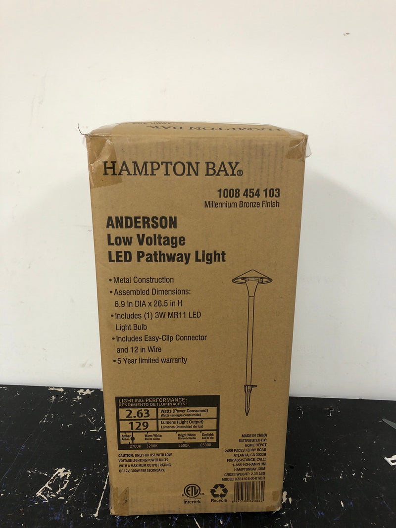 Hampton bay KZB1501HX-01/BR Anderson Low Voltage Hardwired Millennium Bronze Weather Resistant LED Outdoor Path Light