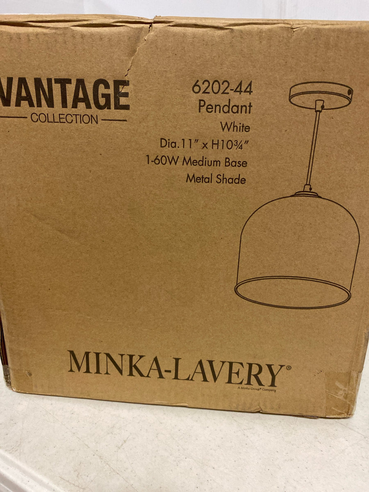 Minka Lavery 6202-44 Vantage Pendants Metal Bell Mini Pendant Light, 1-Light 60 Watt, 11"H x 11"W, White