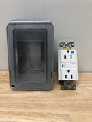 Commercial electric WCWL1PG-D 1-Gang Extra Duty Non-Metallic Low Profile While-In-Use Weatherproof Horizontal/Vertical Receptacle Cover and GFCI, Gray