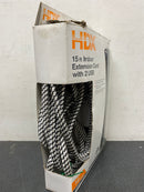 Hdx LTS-7A-2 15 ft. 16/3 3 Outlet, 2 USB Braided Extension Cord in Black and White