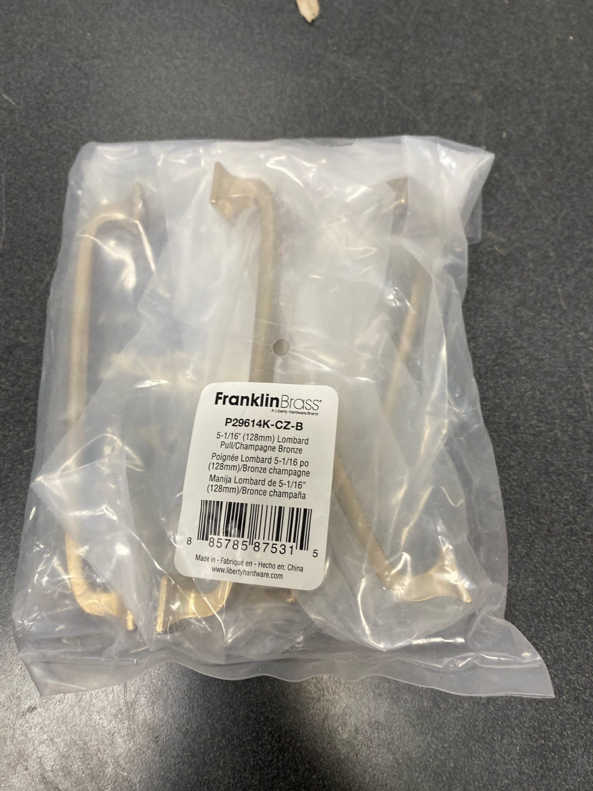 Franklin Brass P29614K-CZ-B Lombard 5-1/16 Inch Center to Center Handle Cabinet Pull - Pack of 5 - Champagne Bronze