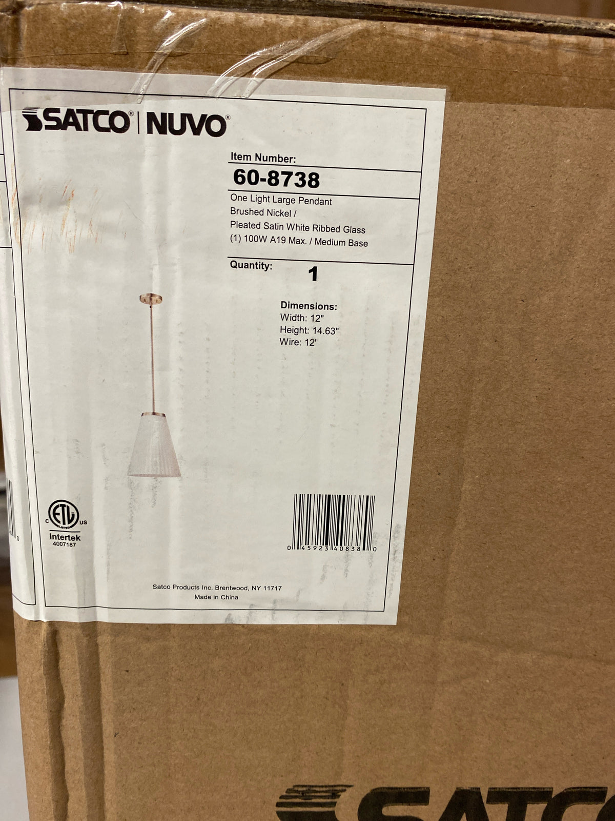 Nuvo Lighting 60/8738 Royale 12" Wide Pendant - Brushed Nickel