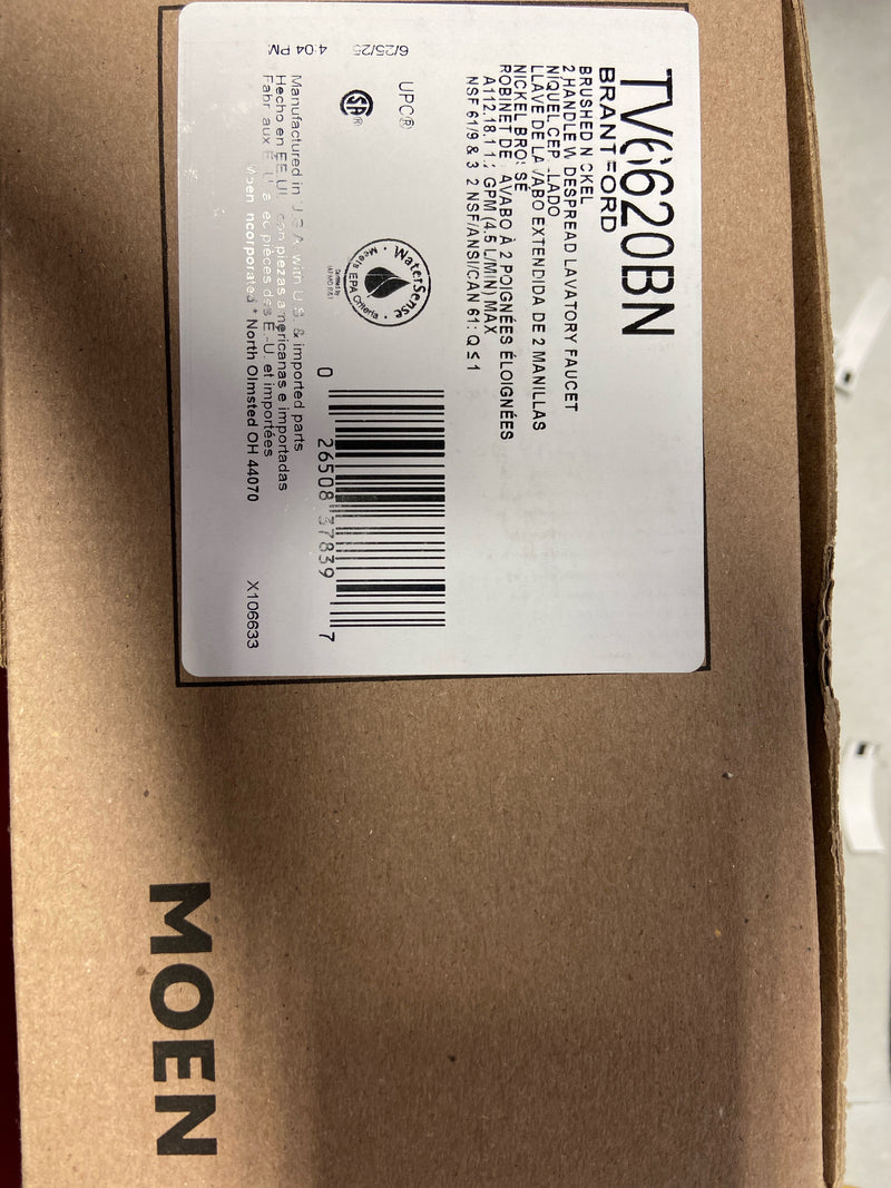 Moen TV6620BN Brantford 8 in. Widespread 2-Handle High-Arc Bathroom Faucet in Brushed Nickel