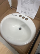 Kohler K-2905-4-0 Farmington 19-1/4" Oval Cast Iron Drop In Bathroom Sink with Overflow and 3 Faucet Holes at 4" Centers - White