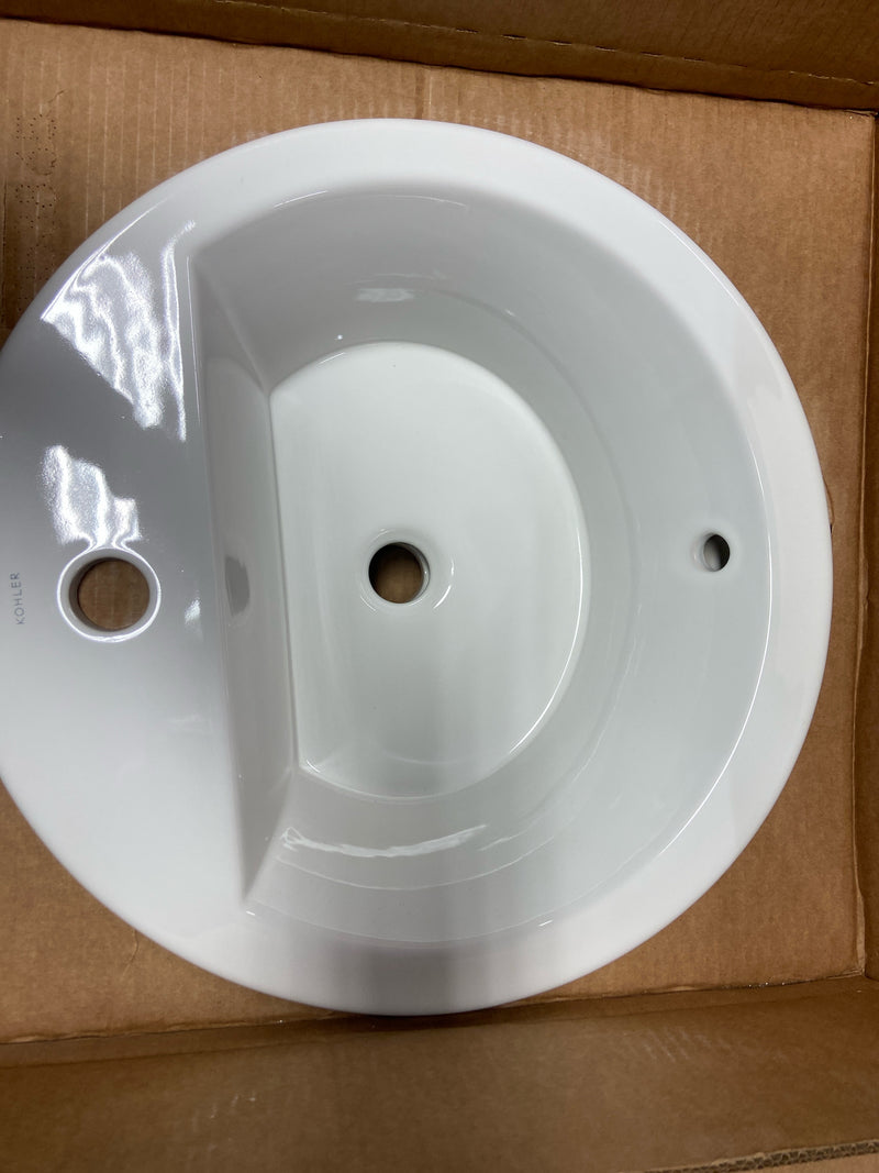 Kohler K-2714-1-0 Bryant Round Self-Rimming Bathroom Sink with Single-Hole Faucet Drilling, White, 1.375