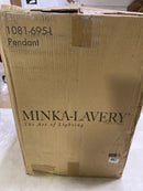 Minka Lavery 1081-695-L Regal Terrace Metal Frame/Cloth Cylinder LED Pendant, 1-Light 30 Watt, 32"H x 14"W, Soft Brass
