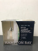 HOME DECORATORS Melton 1-Light Polished Nickel Pendant with Clear Glass Shade