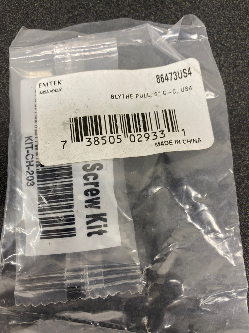 Emtek 86473US4 Blythe 6 Inch Center to Center Handle Cabinet Pull - Satin Brass