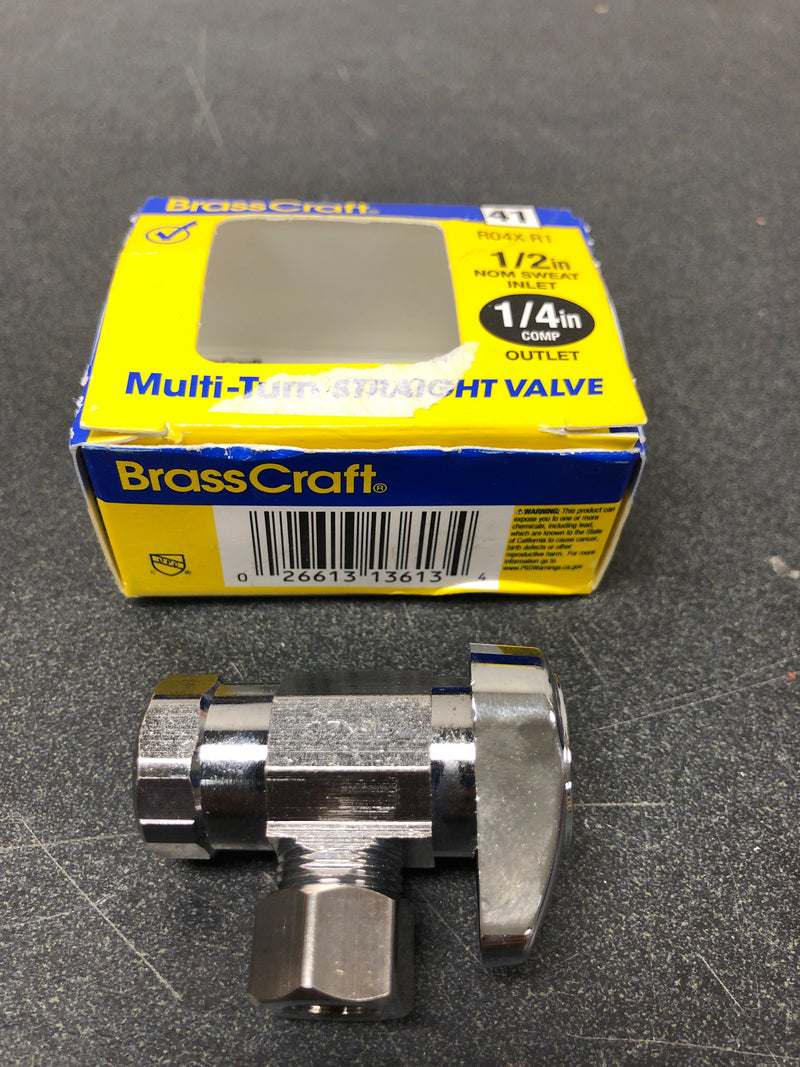 Brasscraft R04X R1 1/2 in. Sweat Inlet x 1/4 in. Compression Outlet Multi-Turn Straight Valve