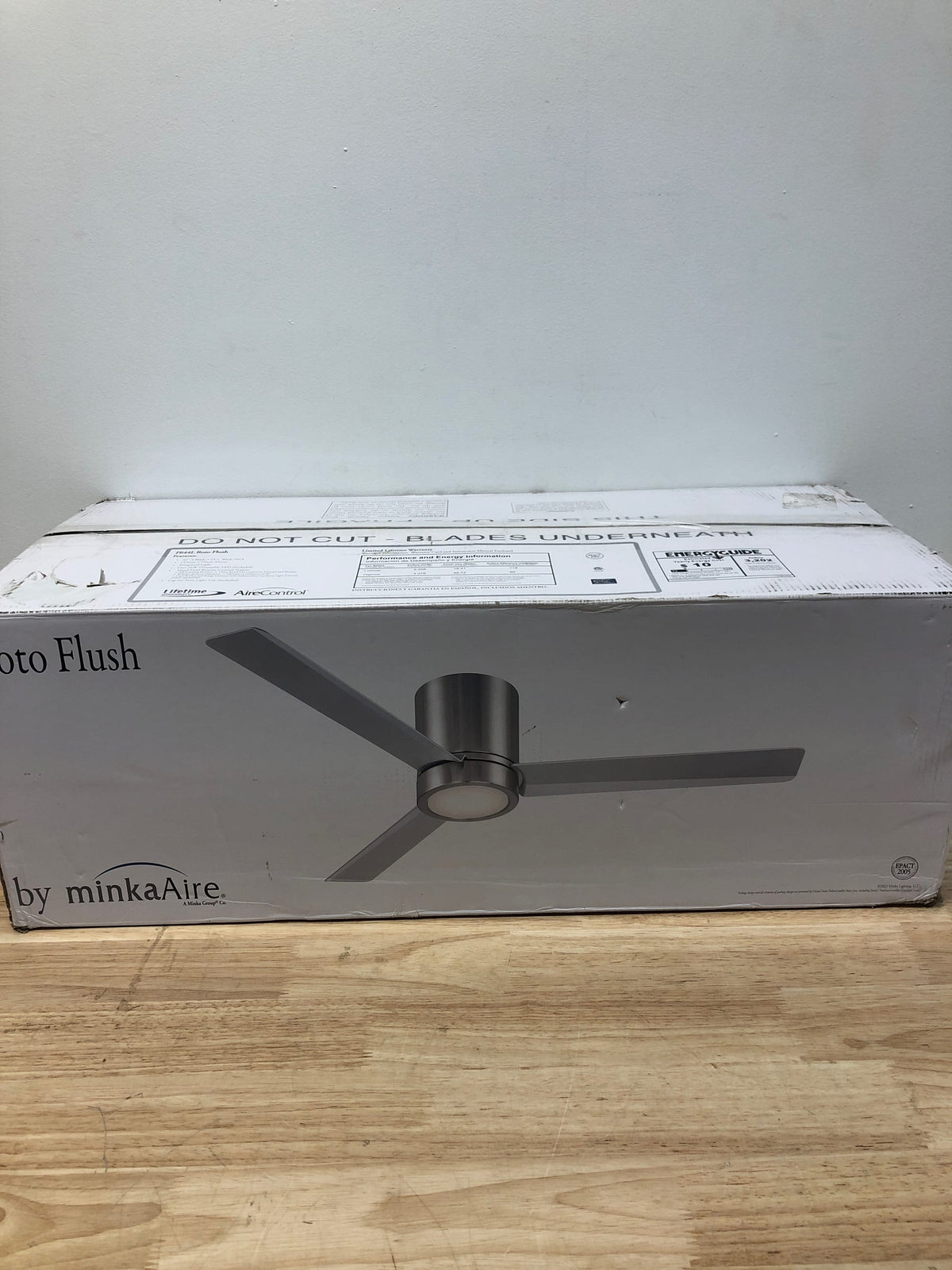 MinkaAire F644L-CL Roto 52" 3 Blade Flush Mount Indoor LED Ceiling Fan with Remote Control Included - Coal