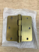Hickory Hardware 70307-6100 Solid Brass 3.5" x 3.5" - 1/4" Radius Corner Plain Bearing Arc Pattern 6 Hole Door Hinge - Winchester Brass