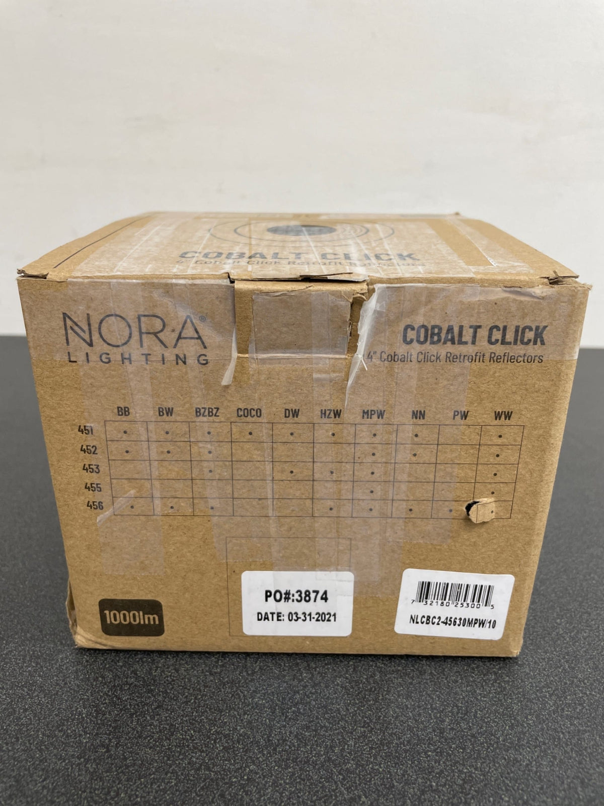 Nora Lighting NLCBC2-45630MPW/10 Cobalt Click 4" LED Square Recessed Trim - 3000K - 1000 Lumens - 2-9/16" Square Aperture - Matte Powder White / Matte Powder White
