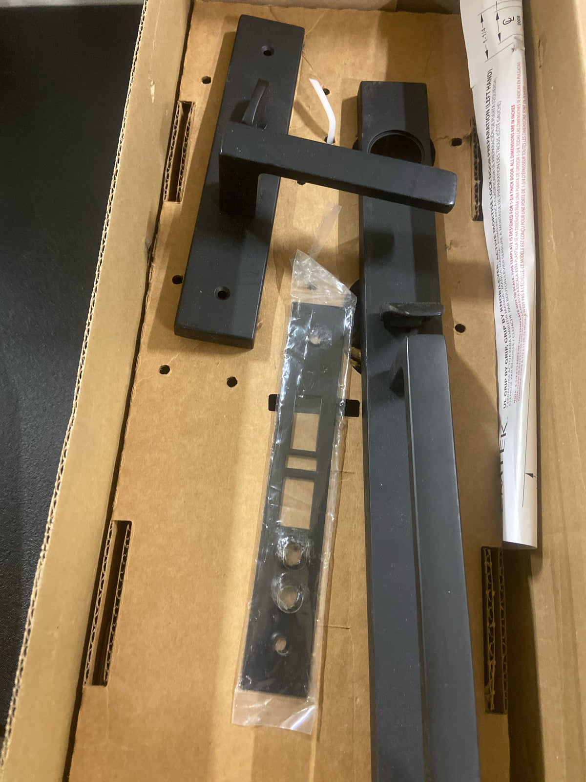 Emtek 3312US19LH Dumont Lever Adelaide Keyed Entry F13 Single Cylinder Mortise Full Plate Handleset - Flat Black