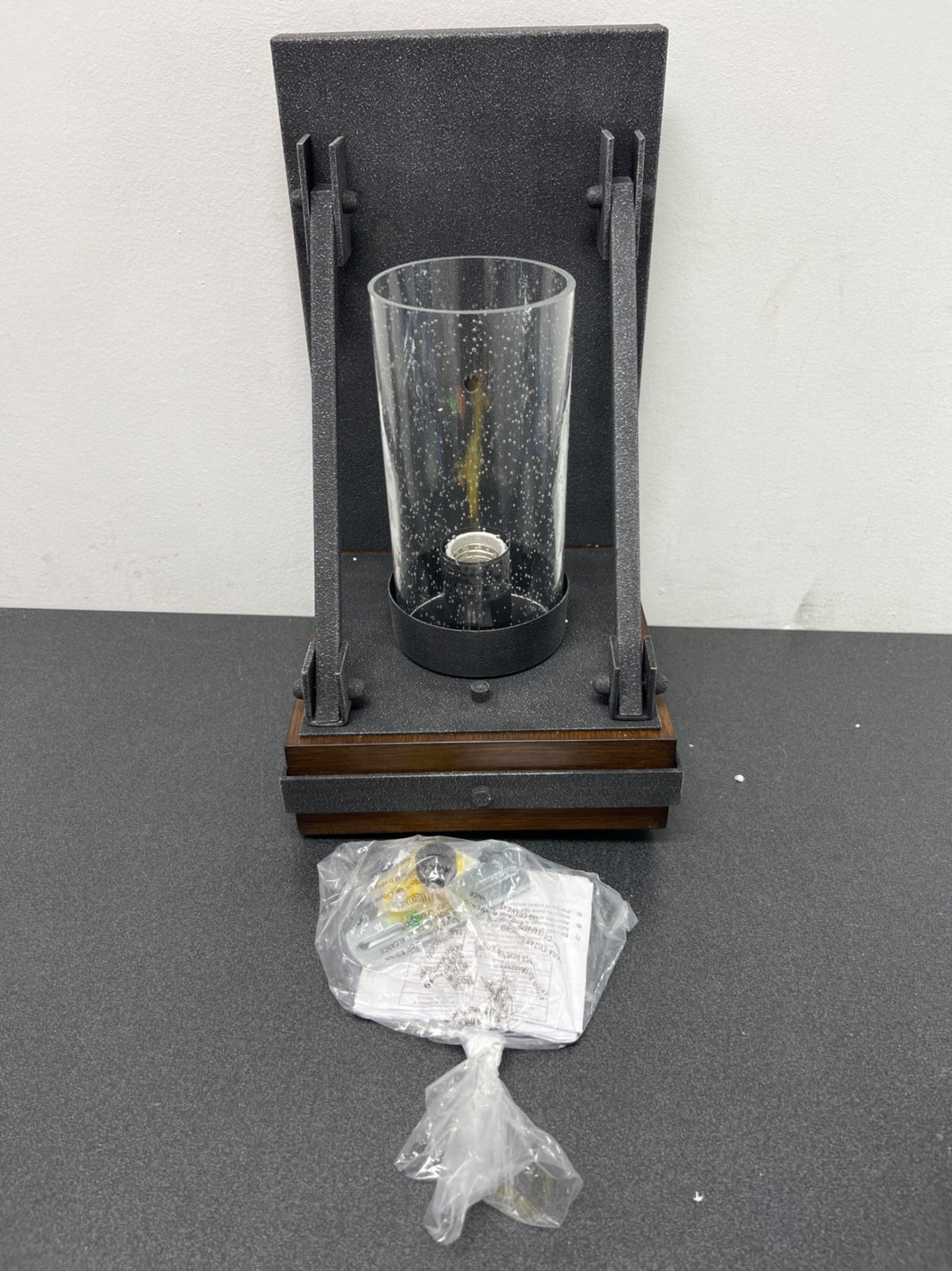 Kichler 43436AUB Colerne Single Light 15" Tall Wall Sconce with Seedy Glass Cylinder Shade - Auburn Stained