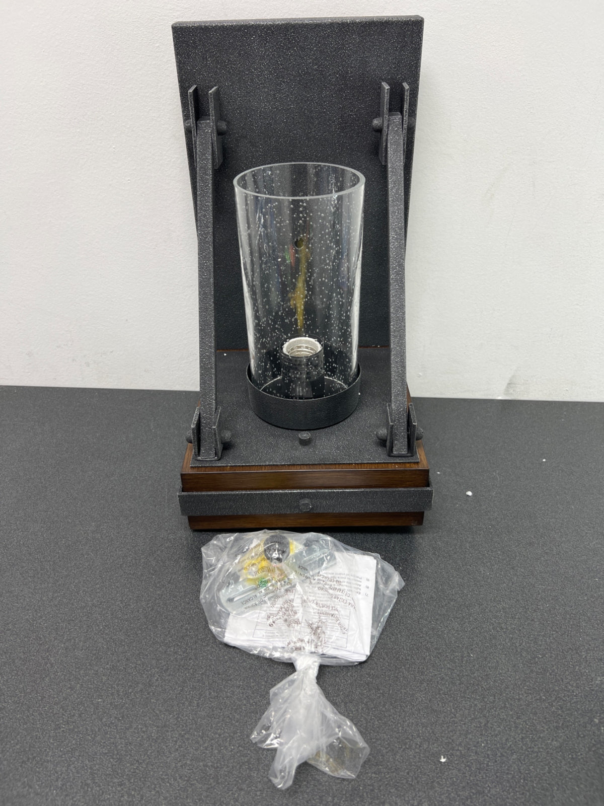 Kichler 43436AUB Colerne Single Light 15" Tall Wall Sconce with Seedy Glass Cylinder Shade - Auburn Stained