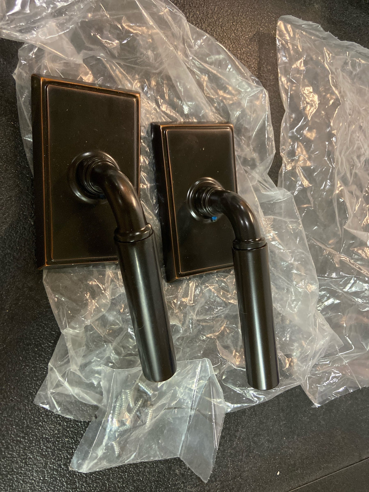 Emtek 8521T Dummy , Rectangular Rosette , Manning Lever Oil Rubbed Bronze