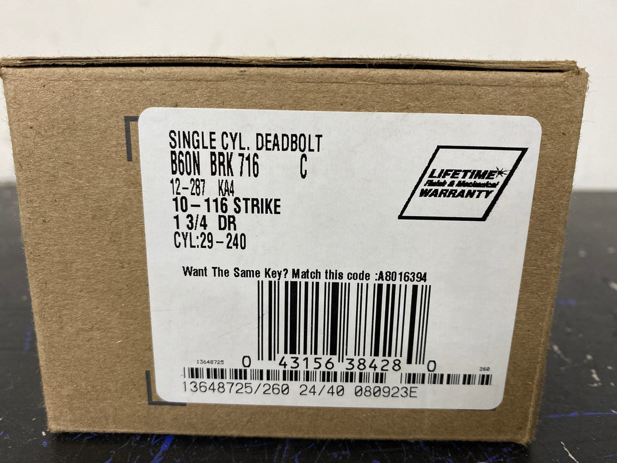 Schlage Lock Company B60BRK716 Series Deadbolt Brookshire Rose Single Cylinder Deadbolt
