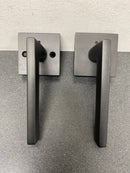 Emtek 5110HLOUS19LH Helios Left Handed Passage Door Lever Set with Square Rose - Flat Black