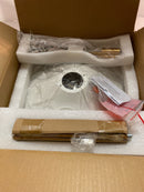 Lnc LYEQRFE3601G9C Modern Coastal Pendant Light 1-Light Matte White Island Hanging Ceiling Light with Geometric Bell Shade and Brass Accent