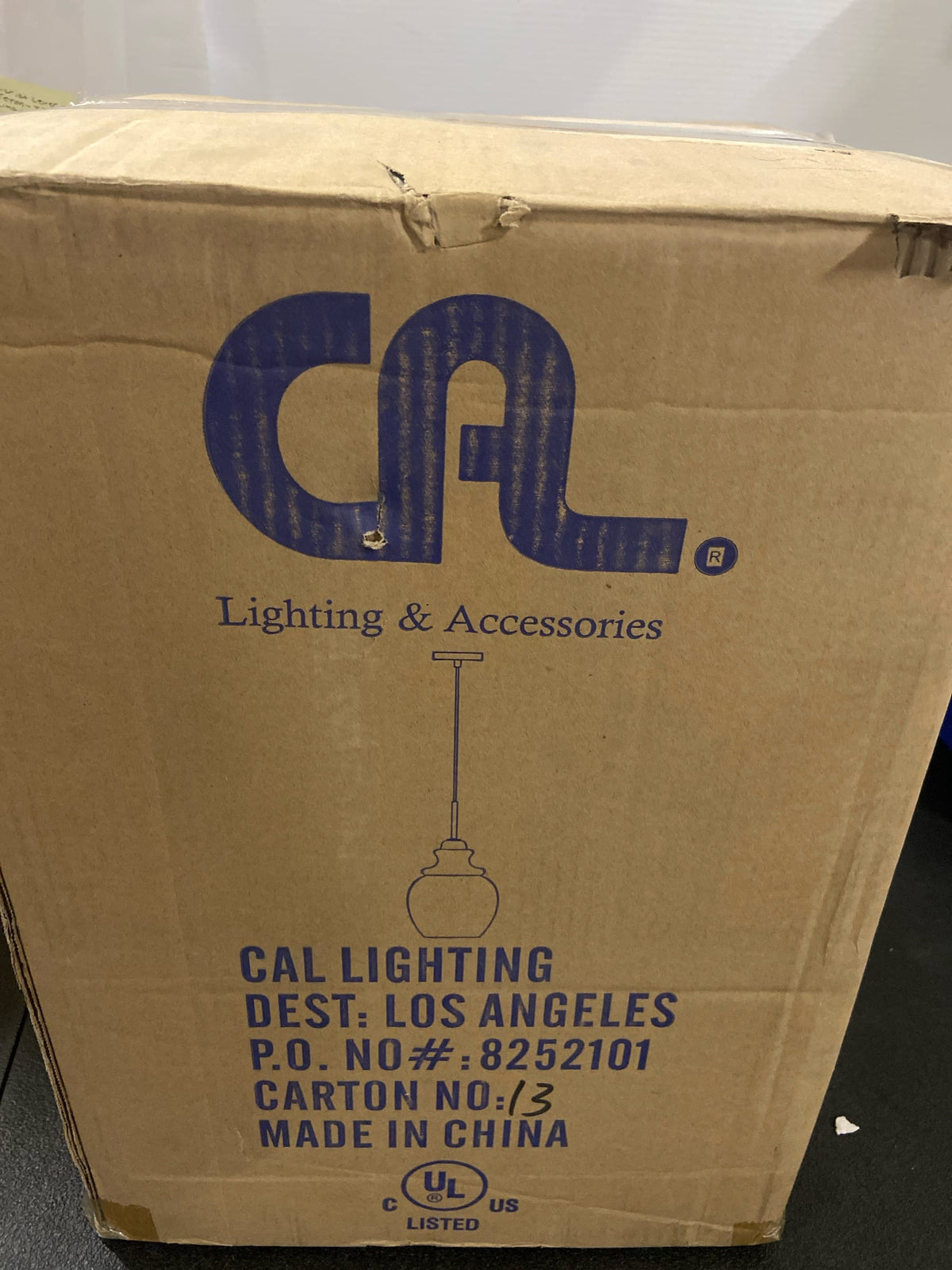 Cal Lighting FX-3780-1 Girona Glass Drop Pendant with Metal Cone Accent, Antique Brass