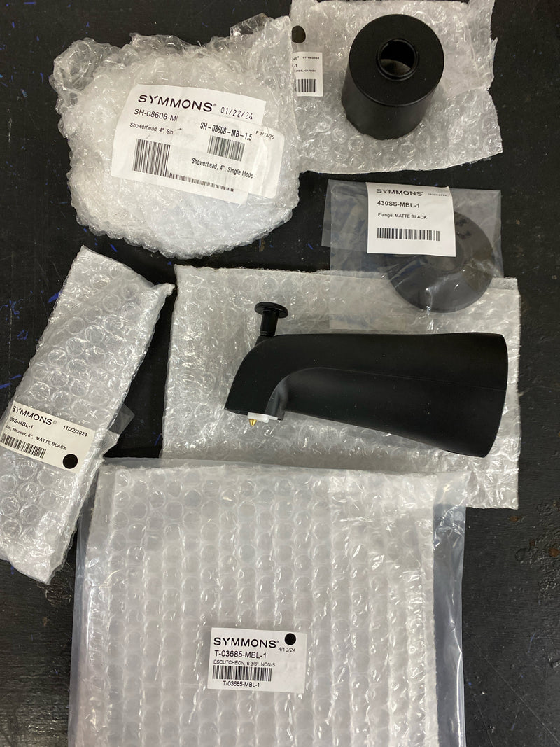 Symmons 6792MB15TRM Identity HydroMersion Tub and Shower Trim Package with 1.5 GPM Multi Function Shower Head - Matte Black