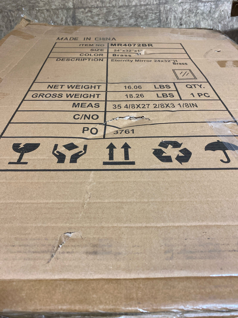 Elegant Decor Monet 32" x 24" Rectangle Metal Frame Mirror in Brass