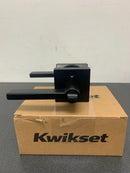 Kwikset 740HFLSQT-514S Halifax Single Cylinder Keyed Entry Door Lever Set with Square Rose and SmartKey - Matte Black