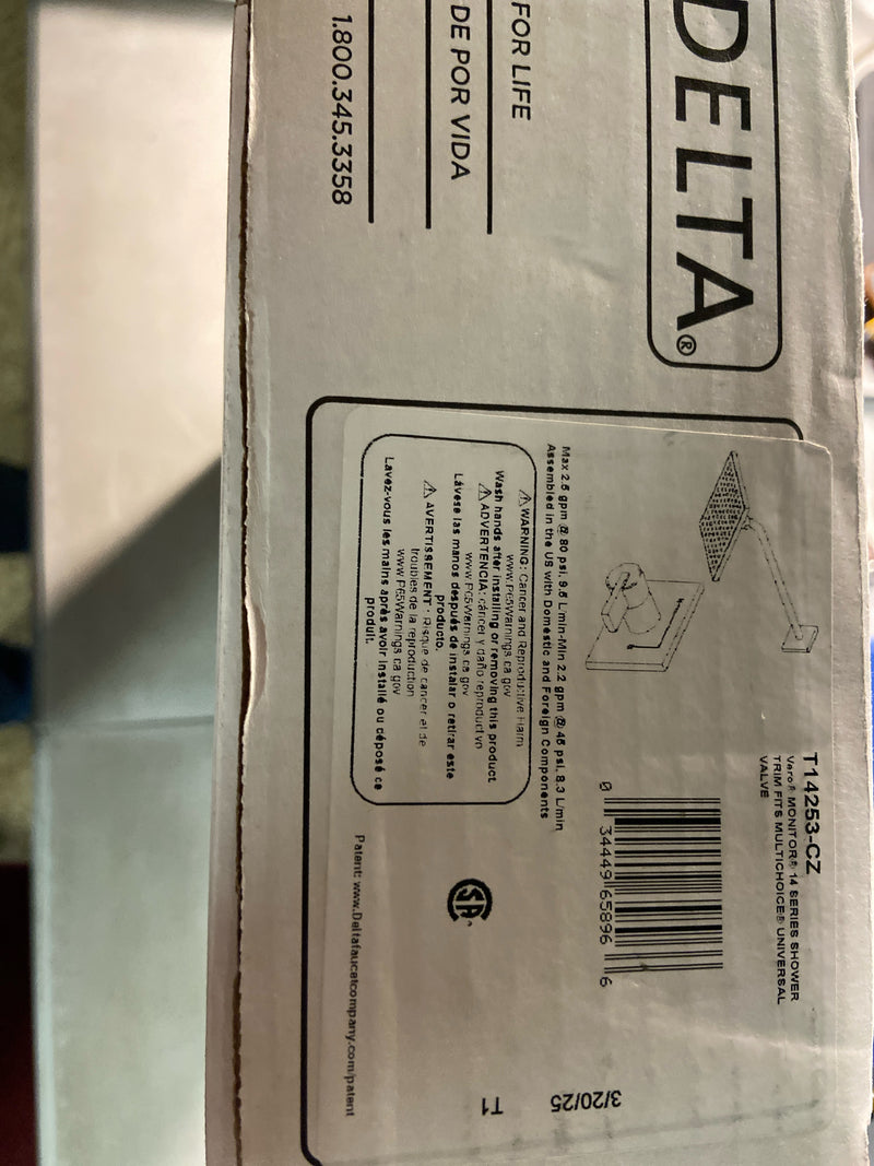 Delta T14253-CZ Vero Monitor 14 Series Single Function Pressure Balanced Shower Only - Less Rough-In Valve - Champagne Bronze