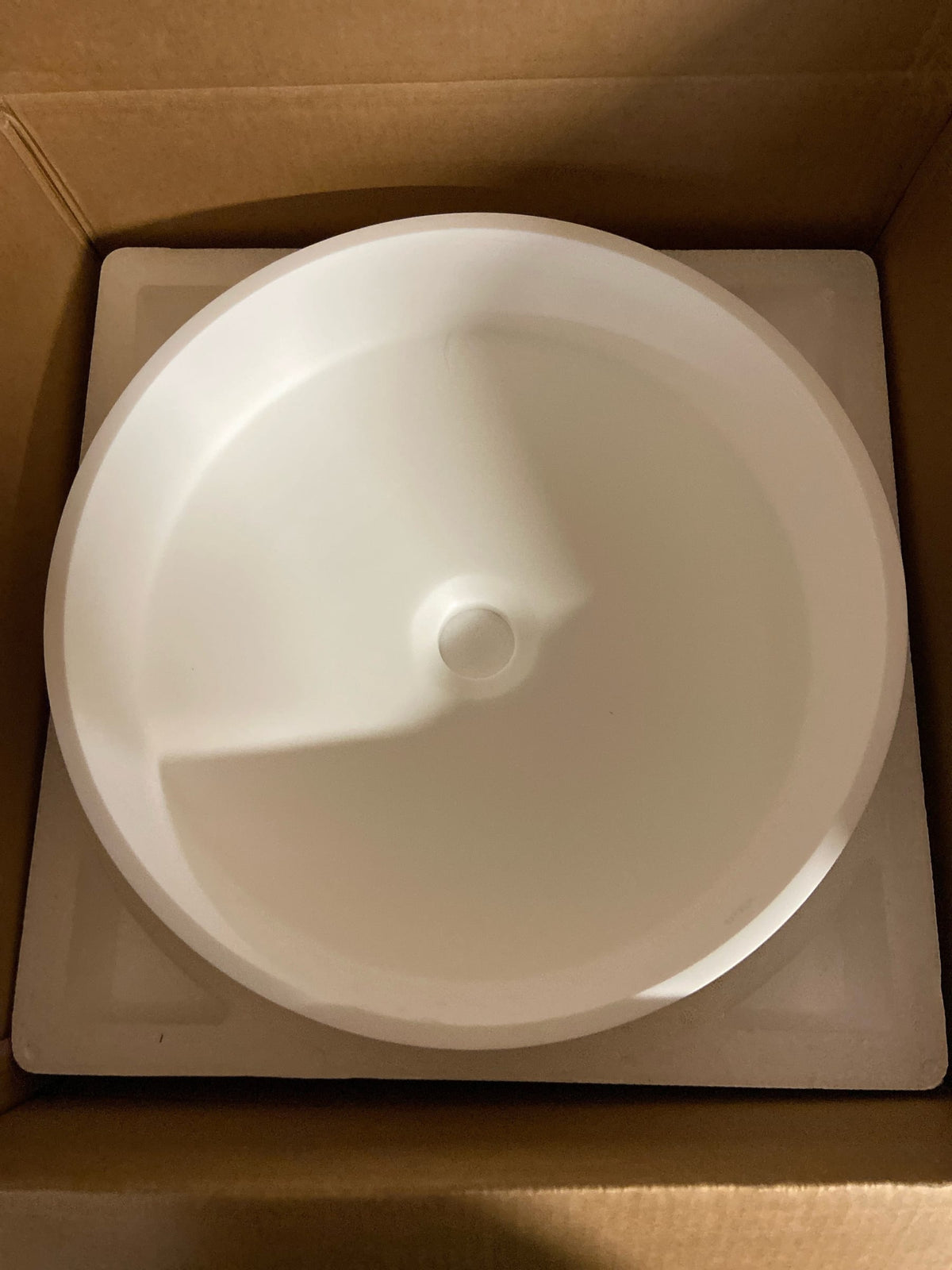 Vigo VG04016 Anvil 16" L x 16" W x 5" H Circular Stone Composite Vessel Bathroom Sink - Matte White