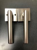 Emtek square rosette passage set with matching finish stuttgart lever - choice of left/right handing and 7 finishes - 5110stulhus15 - left handed (lh) - satin nickel (us15)