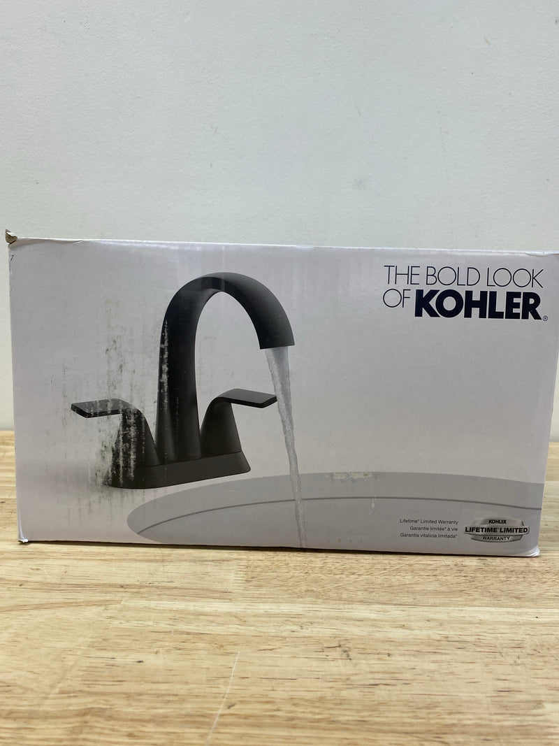 Kohler K-R30578-4D-BL Cursiva 4 in. Centerset Double Handle Bathroom Faucet in Matte Black