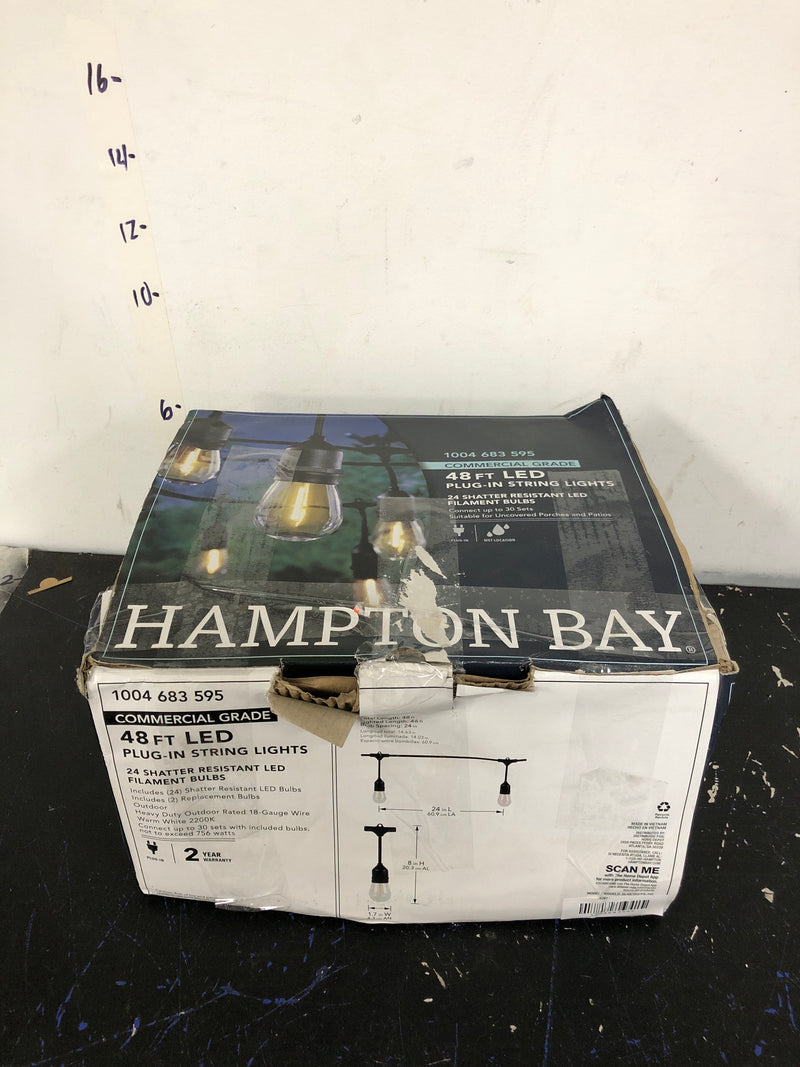 Hampton bay 10328 24-Light 48 ft. Indoor/Outdoor String Light with S14 Single Filament LED Bulbs