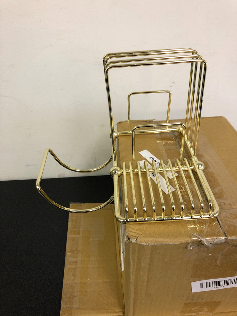 Signature Hardware Over the Rim Shampoo Bottle and Soap Basket - Polished Brass
